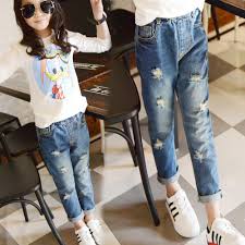 Ripped Jeans For Kids Teenagers 5 6 7 8 9 10 11 12 13 14 15 Years Baby Girls Denim Pants Elastic Waist Skinny Chil Girls Denim Womens Ripped Jeans Ripped Jeans