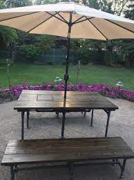 Outdoor Patio Table With Built In Hidden Coolers Umbrella Etsy Patio Table Patio Outdoor Patio Table