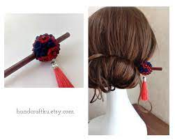 Tsumami Kanzashi Flower Hair Stick Kanzashi Kusudama Japanese Etsy Hair Accessories For Women Flowers In Hair Hair Pins