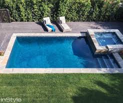 Go Inside The Gorgeous Los Angeles Home Of Glee S Naya Rivera Backyard Pool Designs Backyard Pool Small Backyard Pools