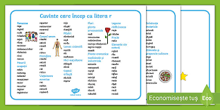 Toate cuvintele substantive verbe adjective pronume. Litera R Cuvinte Utile Teacher Made