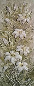 Lilies. Bas-relief Painting by Alina Nikitina | Saatchi Art