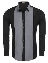 Mens Contrast Bold Striped Long Sleeve Button Down Shirts Dress Shirts Black Grey Cg12nrsia Long Sleeve Shirt Men Black Shirt Dress Button Down Shirt Dress