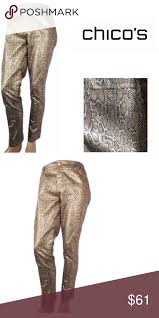 Chicos Platinum Denim Size 4 Chicos Platinum Denim Gold