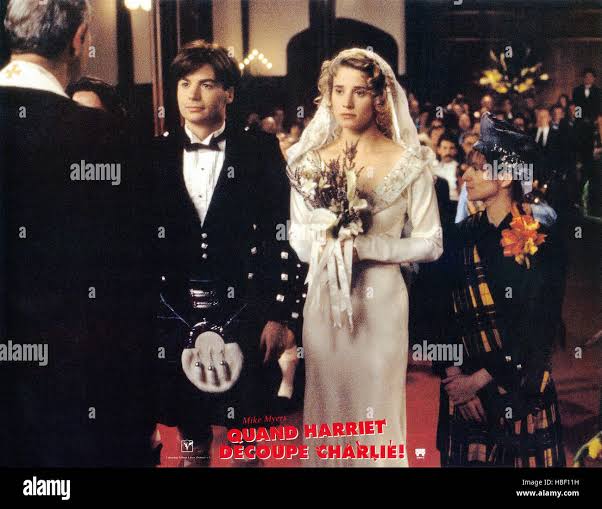 SO I MARRIED AN AXE MURDERER, (aka QUAND HARRIET DECOUPE CHARLIE!), from  left: Mike Myers, Nancy Travis, Amanda Plummer, 1993 Stock Photo - Alamy