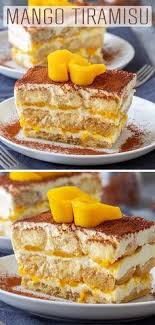Mango Tiramisu Is A Fruity Version Of The Classic Italian Dessert Layers Of Ladyfingers Mascarpon Mango Dessert Recipes Mango Tiramisu Recipe Tiramisu Recipe