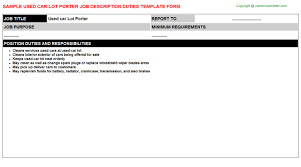New lot porter careers are added daily on simplyhired.com. Used Car Lot Porter Job Descriptions