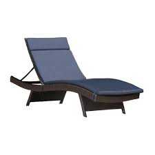 Serta laguna outdoor sofa at walmart Outdoor Brown Wicker Chaise Lounge With Navy Blue Cushion Walmart Com Walmart Com