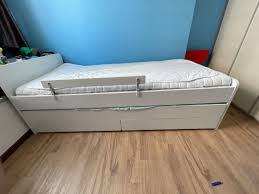 Daybed frame with 3 drawers twin. Ikea Bedframe And Trundle Pullout Frame Furniture Beds Mattresses On Carousell