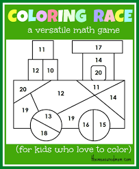 Math Game For Kids Coloring Race Combines Math And Coloring The Measured Mom Printable Math Games Math Games For Kids Preschool Math Worksheets