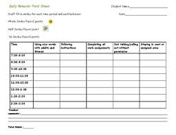 Daily Behavior Chart Elementary And Middle School