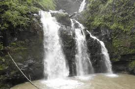 Hawaii tourists hiking by waterfall. Tips For A Perfect Road To Hana Trip