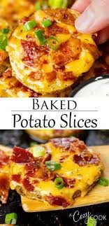 Crispy Potato Slices Are Baked In The Oven With Melted Cheese And Bacon These Are Potato Skins Hasselback Potatoes An Potato Side Dishes Food Dishes Recipes