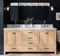 ARIEL Cambridge 72 in. Double Sink Freestanding Bathroom Vanity in Oak with Carrara White Marble Top A073DCWOVOWOA - The Home Depot
