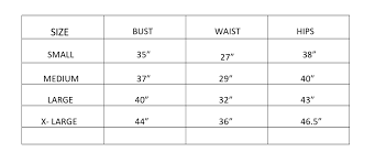 Size Chart Luna Bailey