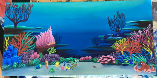 Coral reef painting by xxcystalthewolfxx on deviant. Nemo S Reef Coralreef Nemo Dory Disney Acrylic Painting Ocean Emilysmuralsandcrafts Ocean Painting Ocean Art Ocean Mural