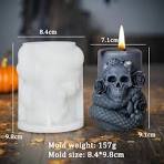 Pillar Skull Candle Mold,Flower Skull Silicone Molds For Candle Wax,  Halloween Aroma Plaster Resin Decorations Mould