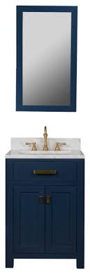 Okngr marble vanity top, vanity top with rectangular ceramic bathroom sink and back splash for bathroom, 43x22 inch white carrara marble countertop 4.0 out of 5 stars 2 $328.59 $ 328. Madison 24 Carrara White Marble Vanity Monarch Blue With Mirror Transitional Bathroom Vanities And Sink Consoles By Parma Home Houzz