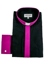 Maybe you would like to learn more about one of these? Men Casual Button Down Shirts Black Fuchsia Placket Mercy Robes Two Tone Mens Long Sleeve Tab Collar French Cuff Clergy Shirt