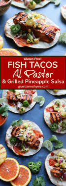 Place salmon on a baking sheet lined with parchment paper or coated with cooking spray. Fish Tacos Al Pastor With Grilled Pineapple Salsa Give It Some Thyme Recipe Fish Tacos Grilled Pineapple Grilled Pineapple Salsa