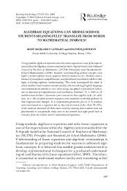 The title page or cover page, the text, tables and figures, and the reference list. Pdf Algebraic Equations Can Middle School Students Meaningfully Translate From Words To Mathematical Symbols Mary Margaret Capraro Academia Edu