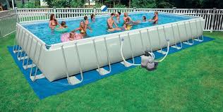 Intex Rectangular Pool 32ft Ultra Frame With A Sand Filter Pump Rectangular Pool Pool Installation Intex