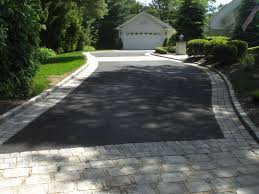 Paving Stones Mixed With Asphalt Paving Driveway Landscaping Asphalt Driveway Paving Stones