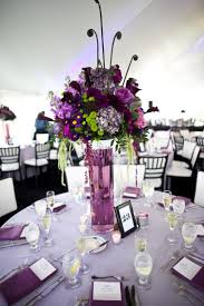 Wedding Decoration Awesome Dining Table Decor Ideas With Tall Purple Flow Purple Wedding Centerpieces Wedding Table Decorations Purple Plum Wedding Decorations