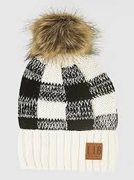 Conservation commitment · satisfaction guaranteed Wholesale Jewelry Buffalo Check Beanie Knit Hat S7 Eaht8712 Wht White Scarf