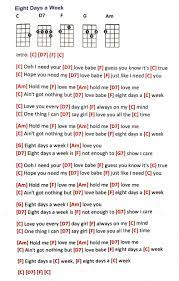 Eight Days A Week Ukulele Songs Beginner Ukulele Chords Songs Guitar Tabs Songs