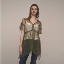 Firfir Detayli Tul Bluz Bluz Moda Stilleri Uzun Kollu