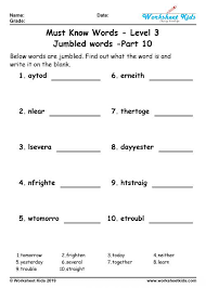 This worksheet contains 18 conversation cards and a vocabulary bank with world foods (and some pictures). Unscramble Jumbled Words Puzzle For Grade 3 Worksheets Free Printable
