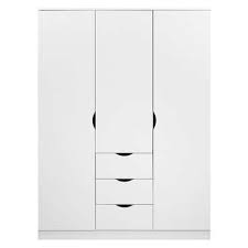 Armoire penderie bois armoire penderie bois massif dacacia couleur. Armoire 3 Portes 3 Tiroirs Letty Coloris Blanc Vente De Armoire Conforama