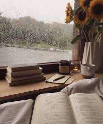 Staying Indoors While Raining Makes Me Feel So Much Cozier Just Lie On The Bed And Watch The Droplets Falling Cozy Aesthetic Book Aesthetic Coffee And Books