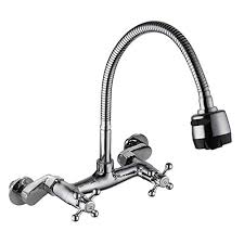 Installation kit for wall mount commercial faucet,backsplash mount set for stainless steel commercial kitchen prep & utility sink. Wall Mount Kitchen Sink Faucet Double Cross Handle Mixer Tap With Sprayer Chrome Finish Hold And Cold Water 4 8 Inch Holes Distance Rotatable Buy Online In Qatar At Qatar Desertcart Com Productid 59401651
