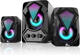 NJSJ USB-Powered 2.1 Stereo Speaker System with Subwoofer and RGB LED Light