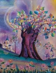 El Amor A Media Luz Arte Naif Arte De Arboles Arte Ingenuo