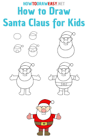 Draw a beard, just like a cloud. How To Draw Santa Claus For Kids How To Draw Easy