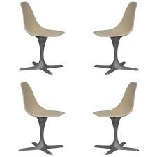 Set Of 4 American 70 S Brushed Aluminum And Eggshell Chairs Steel Dining Chairs Brushed Aluminum Swinging Chair