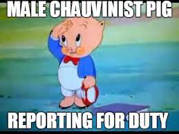 Make a meme make a gif make a chart let the heads explode. Male Chauvinist Pig Reporting For Duty 1 Memes Gifs Imgflip