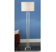 58 Inch Clear Glass Cylinder + Chrome Floor Lamp