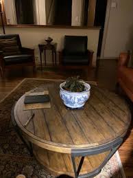 Yukons bourbon finish with stunning aged iron legs create an industrial focal point. Magnussen Yukon Industrial Bourbon Coffee Table With Casters Walmart Com Walmart Com