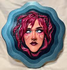 memory of the lake 24 x 23 x 4 inches Ceramic, wood, acrylic, glitter Begun  in 2022; completed in 2025.