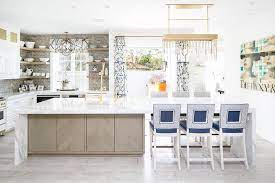 Modern with some sassy class. Brown Oak Chevron Doors On Island Contemporary Kitchen