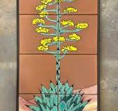 Century Plant on Terra Cotta, Red, or Emerald, 12x24 Hand Glazed Tile Mural  - Terra Cotta / Framed