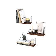 The most common decorative wall shelves material is wood. Songmics Set Of 3 Wall Shelves Floating Shelf Decorative Shelves For Living Room Kitchen Hallway Max Capacity 22 Lb For Each Different Length 15 7 13 8 11 8 Inches Brown And Black Ulws48nb