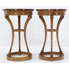 Scott living marquis accent end table sale $263.99. Tall Round Pedestal Shape Side End Tables On Tri Legged Bases Burl Wood A Pair Chairish
