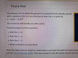 — washington post, what do yarn, rvs, exercise gear and snowshoes share? Solved The Distance In M Above Ground For A Projectile Fi Chegg Com