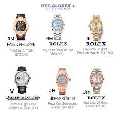 And this is especially true when the musician is spotted wearing a rose gold patek philippe nautilus 5712r that retails for 49910. Brands And Prices Of Bts Watches Korean And Kpop Buzz