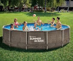 Summer Waves 14 X 36 Wicker Print Metal Frame Pool Big Lots Pool Summer Waves Metal Pool